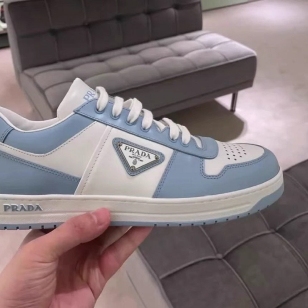 Prada Men's Blue and White Sneakers - Picture 2 of 4
